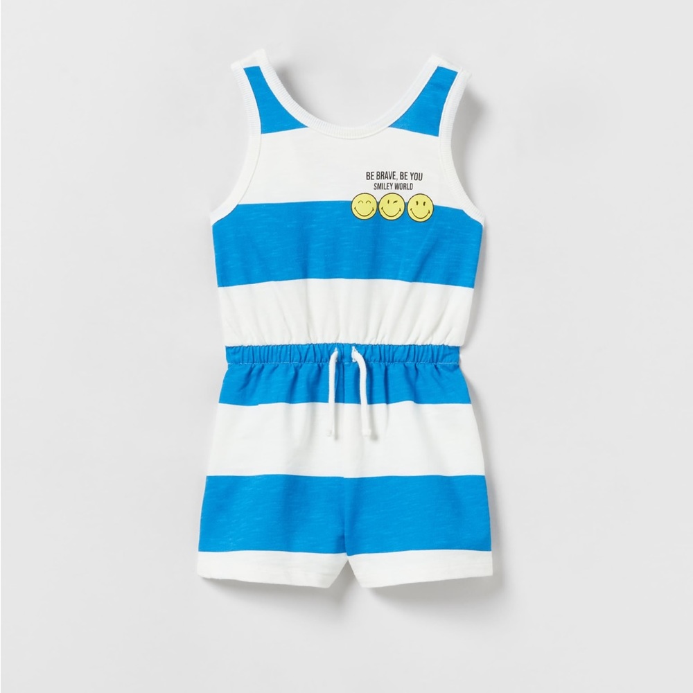 NWT Zara 7Y Smileyworld Happy Collection striped jumpsuit